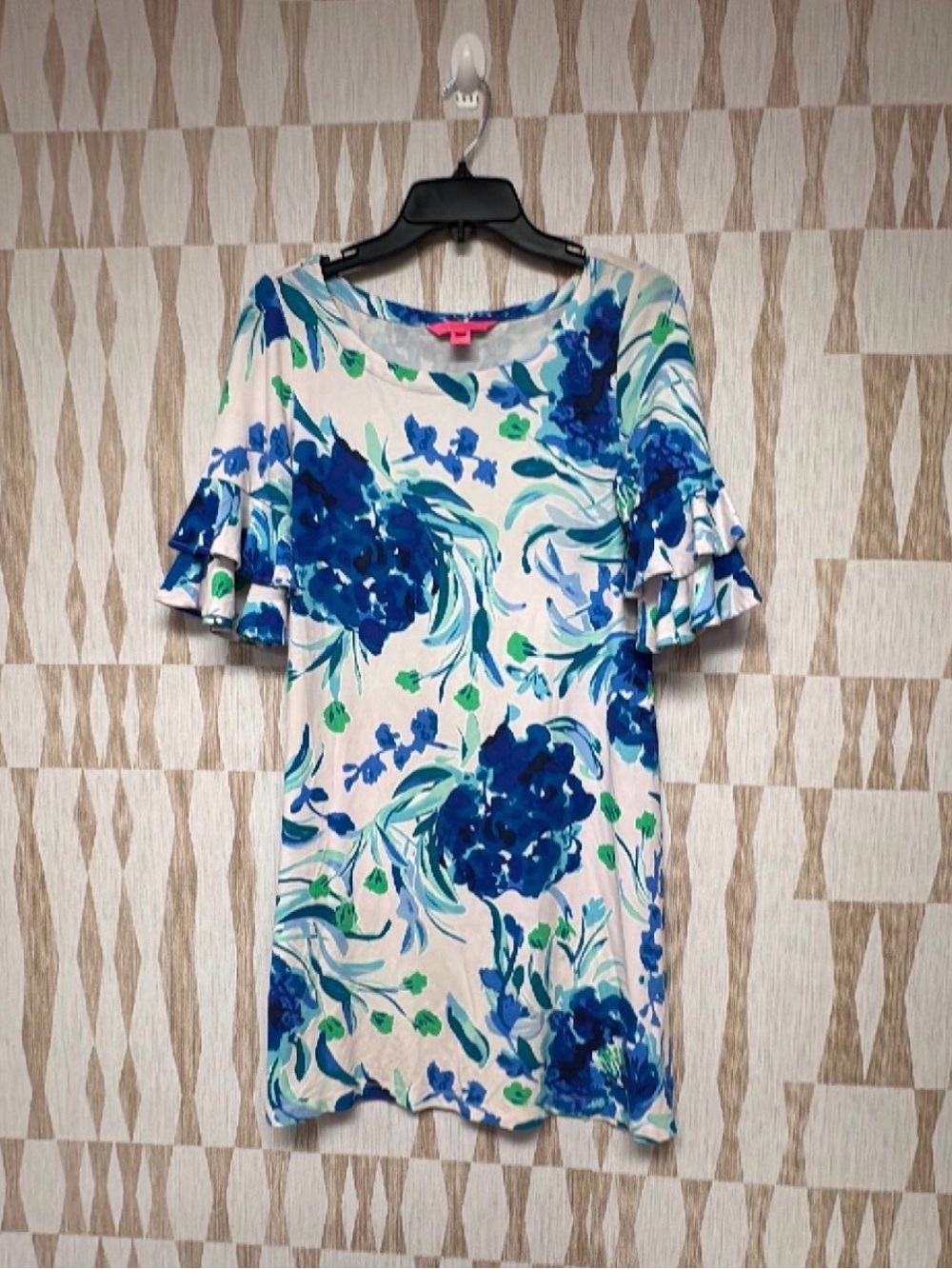 Lilly Pulitzer Cream Dress with Blue Floral Print